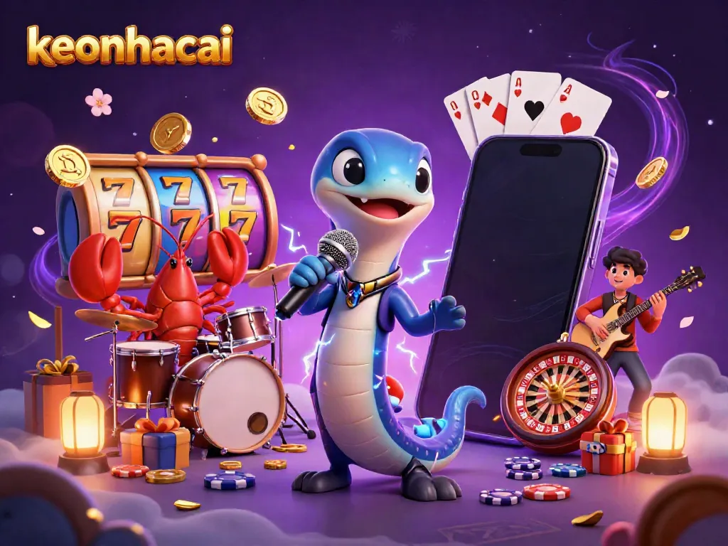 Experience the thrill of keonhacai with a vibrant underwater casino scene featuring an electric eel DJ.
