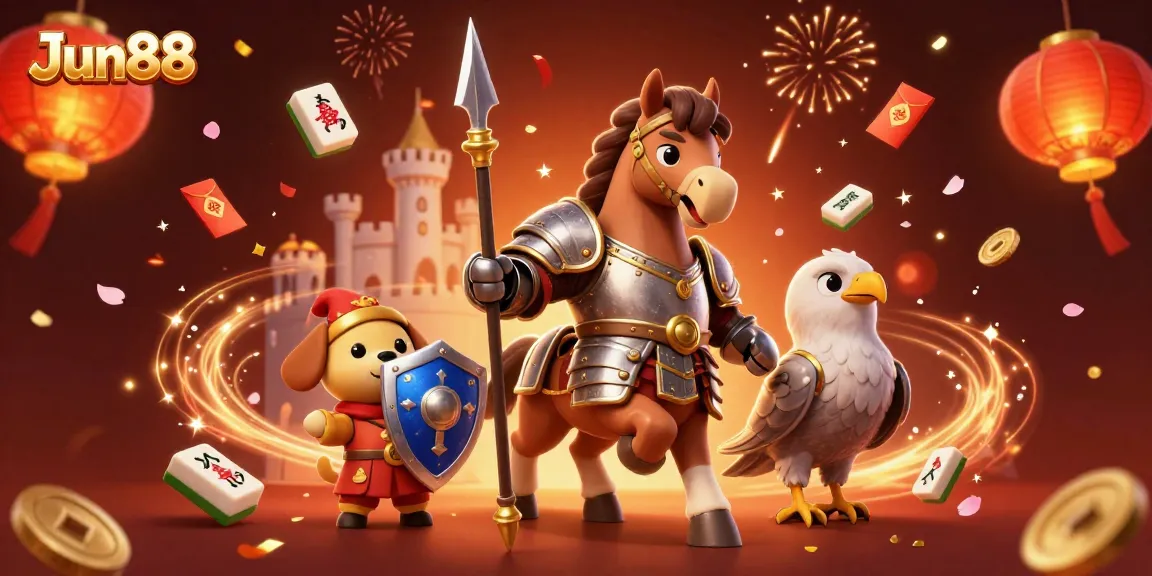 Experience the excitement at Jun88 with an enchanting casino scene filled with captivating game elements.