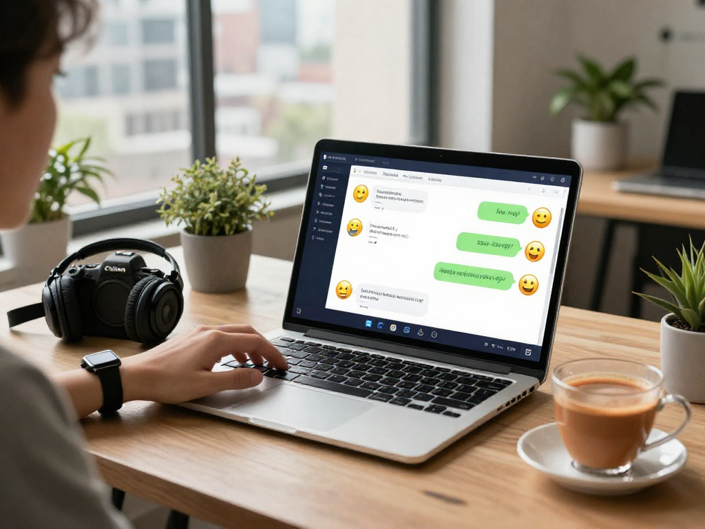 Engage with spicy chat AI on a modern workspace featuring vibrant tech elements and cozy atmosphere.