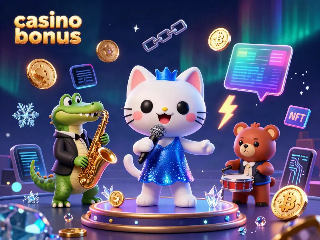 Engage with exciting casino bonus offers in a vibrant scene featuring musical characters.