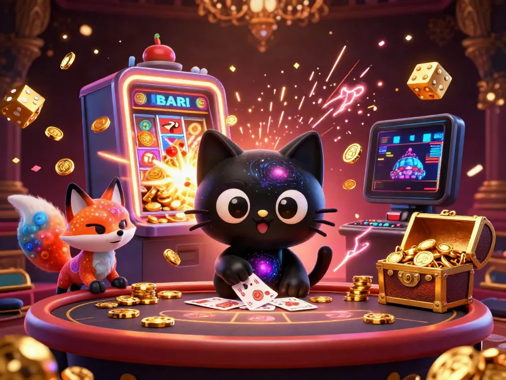 Experience the excitement of online pokies Australia games with a cosmic casino scene brimming with vibrant elements.