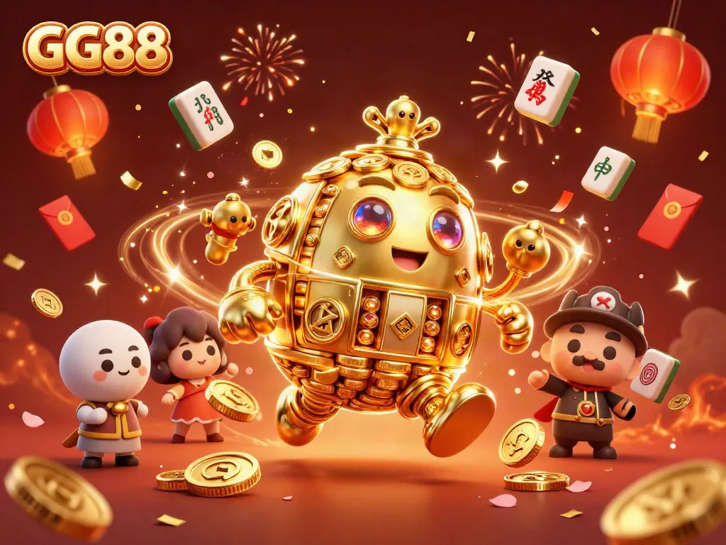 Experience the thrill at GG88 with vibrant 3D casino elements celebrating wins and games.
