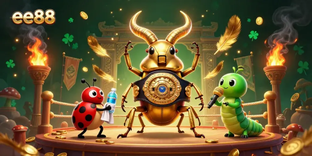 ee88: Enter a vibrant casino scene with a golden stag beetle and playful characters.